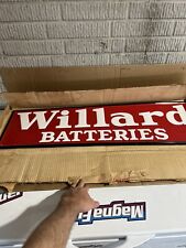 NOS 1957 Embossed Original 12”x40” Willard Battery Advertising Sign-Red/White picture
