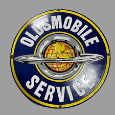 PORCELIAN OLDSMOBILE SERVICE ENAMEL SIGN SIZE 30X30 INCHES picture