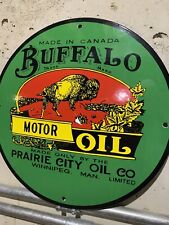 Vintage Style Buffalo Gasoline Motor Oil  Pump Car  Service Porcelain Sign picture