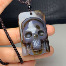 53g Natural Crystal Specimen. Agate. Hand-carved. The Exquisite Skull Pendant.QX picture