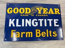 Canadian collector PORCELAIN GOODYEAR KLINGTITE FARM BELTS GAS AND OIL SIGN picture