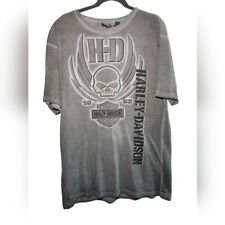 Harley Davidson Skull Gray Short Sleeve Shirt Size Large picture