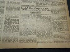 1948 OCTOBER 4 NEW YORK TIMES - BASEBALL RACE CLOSES IN A TIE - NT 4406 picture
