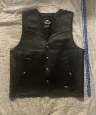 Vintage Harley Davidson Black Leather Vest Size Medium picture