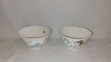 Pair Of Porcelain LENOX BUTTERFLY MEADOW Floral Dessert/Fruit Bowl Scallope Edge picture