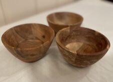 Vintage Wood Small Bowls Set Of 3 Decorative Dry Food Bits And Trinkets Keys picture