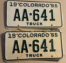 NOS Colorado 1965 License Plate Pair Truck Old Pickup Cruise Night Man Cave picture