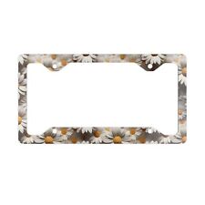 3D White Daisies Floral Flower Metal License Plate Frame picture