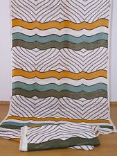 8 meters vintage fabric blue green mustard white waves Mid Century 60s 70s picture
