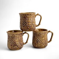 Vtg.1974 Set of 3 Duncan Ceramics Stoneware Coffee Cups Kawa, Kaffee Scotland picture
