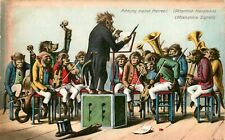 Vintage Postcard 1150 Dressed Monkey Orchestra A/S E.V.M., Achtung meine Herren picture