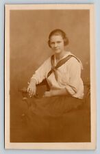 c1918 RPPC Janet Bachman Scarf Tied at Collar of Blouse ANTIQUE Postcard 1509 picture