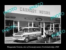 OLD LARGE HISTORIC PHOTO OF WANGARATTA VICTORIA CARMODY FORD DEALERSHIP c1969 picture