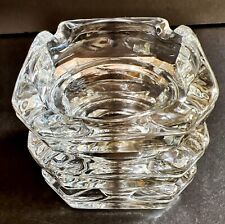 NOS 3 Vintage 1970s Ashtrays Classic Stacking Clear Thick Glass Table Top MINT picture