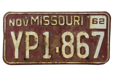 Vintage 1962 Missouri Automobile License Plate Tag YP1-867 picture