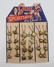 NOS Vintage 1940s Gay Sportsman Complete Set (24) Gold Plated Keychains /Charms picture