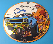 Vintage Mopar Plymouth Porcelain Sign - Road Runner Auto Shop Gas Pump Sign picture