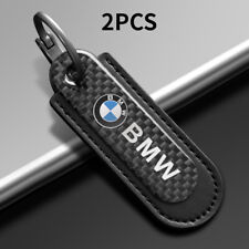 Fit For Car Keychain Real Carbon Fibre Leather Keyring Key Chain Key Ring 2PCS picture