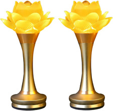1Pair - LED Glazed Lotus Buddhist Lamp, Light Offering before Buddha, USB Rechar picture