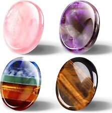 4 Pcs Thumb Worry Stone for Anxiety Chakra Stones Crystals Amethyst Tiger Eye  picture