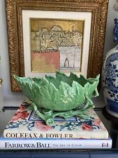 Italian Ceramic Figural Cachepot Jardiniere Planter Leaf Vine Cabbage Green picture