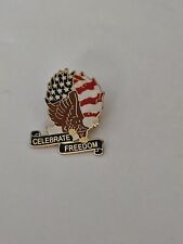 Celebrate Freedom American Flag Eagle Pin Lapel Jacket Hat Red White Blue B2 picture