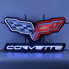 Man Cave Lamp CORVETTE C6 FLAGS NEON SIGN WITH BACKING picture