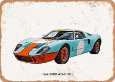 Classic Car Art - 1966 Ford GT40 Mk 1 Oil Painting - Rusty Look Metal Sign 2 picture