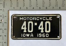 1960 Iowa MOTORCYCLE License Plate ALPCA Harley Davidson Indian Norton 40-40 picture