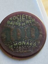 Monaco Monte Carlo Casino Poker  Chip. Antique, Earliest. 100 Francs. RARE picture