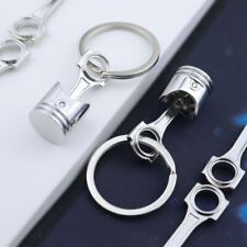 1x Piston Keyring Chrome Metal Car Engine Parts Keychain Pendent Accessories picture