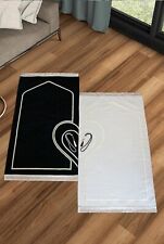 2 Heart Shaped Prayer Rugs for Valentines Day Prayer Rug for Couples Black White picture