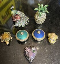 Lot Of 6 Trinket Boxes 2 Landau, 1 Carucci, 1 2003 Peacock Turtle Frog Heart picture