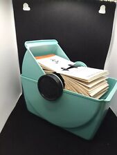 New Settlement Recipe Wheel Rolodex Cookbook 1959 Teal Card File System picture