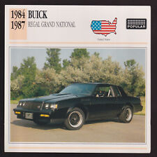 1984-1987 Buick Regal Grand National GN GNX Car Photo Spec Sheet CARD 1985 1986 picture