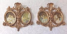 VINTAGE Set  2  GOLD VICTORIAN STYLE PHOTO FRAME ORNATE MOLDED PLASTIC & GLASS picture