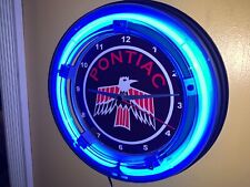 Pontiac Fire Bird OldLogo Motors Auto Garage Neon Wall Clock Man Cave Sign picture