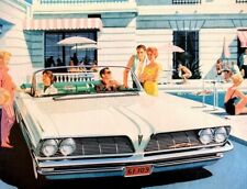 1961 Pontiac Bonneville Pool Side Art White Convertible Wide-Track Print Ad 68 picture