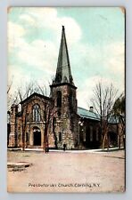 Corning NY-New York, Presbyterian Church, Religion Vintage c1909 Postcard picture
