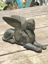 Nice Small Vintage Bronzed Winged Sphinx Statue—Egyptian Revival—Salvage picture