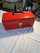 VINTAGE UNION STEEL METAL TACKLE TOOL BOX UTILITY CHEST FISHING GEAR Very Clean picture