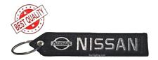 NISSAN Black and Silver Embroidered Double Sided Keychain Key Tag FOB Jet Tag picture