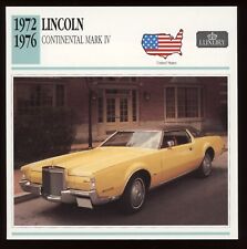 1972 - 1976 Lincoln Continental Mark IV  Classic Cars Card picture
