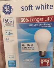 GE 60 W Watt A19 Soft White Dimmable 620 Lumens Basic Bulbs 50% Longer Life picture