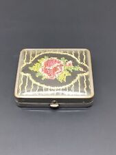 RARE 1920’s Art Deco Needlework Cover Rouge & Powder Compact picture