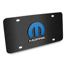 Mopar 3D Dual Logo on Black Carbon Fiber Patten Stainless Steel License Plate picture