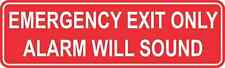 10x3 Emergency Exit Only Alarm Will Sound Permanent Vinyl Sticker Door Wall Sign picture