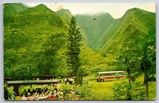 Transport~Maui Hawaii~Island Tour Bus @ Kepaniwai Park~PM 1972~Vintage Postcard picture