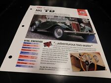 1949-1953 MG TD Spec Sheet Brochure Photo Poster 50 51 52  picture