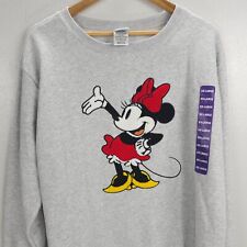 Disney Sweatshirt Women SZ 2X-Large Minnie Mouse Gray Chenille Patch Super Soft picture